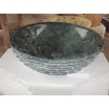 Évier en marbre vert forme ronde évier en pierre de surface rugueuse