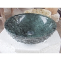 Évier en marbre vert forme ronde évier en pierre de surface rugueuse