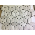 Mosaïque stéréoscopique blanche en forme de hexagone en marbre