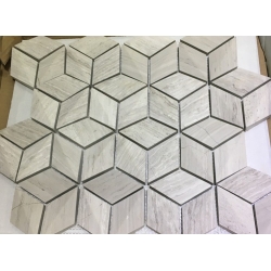 Tuile de mosaïque en marbre de bois blanc en forme d'hexagone